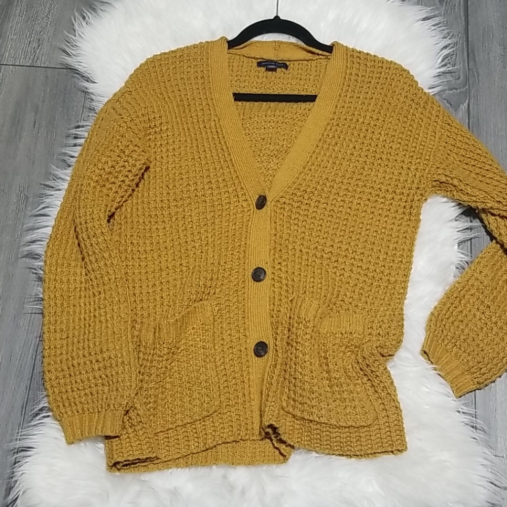 American eagle mustard yellow cardigan